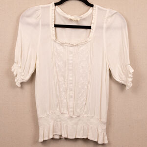 In Loom white embroidered boho top-S